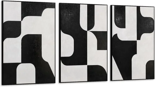 Miniatura 15 de Zessonic - Arte de pared abstracto en negro y oro - Decoración 2 piezas 16 x 24 pulgadas, lienzo en blanco y negro con lámina dorada para sala