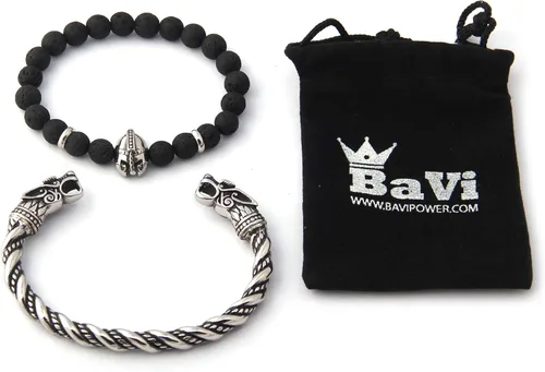 Miniatura 6 de BAVIPOWER Pulsera de cabeza de lobo hecha a mano, ajustable, de acero inoxidable, escandinavo nórdico, auténtica joyería vikinga, Metal