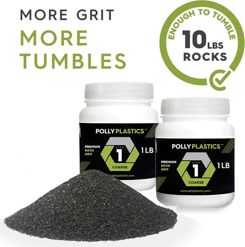 Miniatura 3 de Polly Plastics Rock Tumbler - Recambio de grano medio, grano grueso de carburo de silicio 60/90, etapa 1 para rodar piedras (paquete de 2) (2 libras)