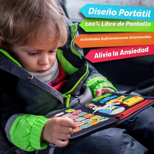 Miniatura 5 de Qizfun Montessori Tablero Ocupado y Libro Ocupado para Niños Pequeños – Juguete Sensorial y de Aprendizaje que Mantiene a los Niños Ocupados