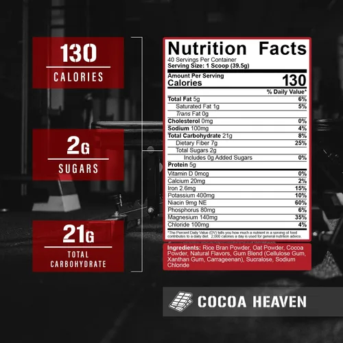 Miniatura 5 de 5% Nutrition Rich Piana - Arroz de carbohidratos reales con carbohidratos complejos alimenticios reales, energía glucémica baja de larga duración