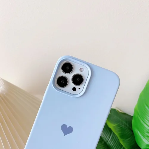 Miniatura 4 de Funda compatible con iPhone 13 Pro Max de silicona para mujeres y niñas, diseño de corazón azul, delgada, con forro de microfibra suave