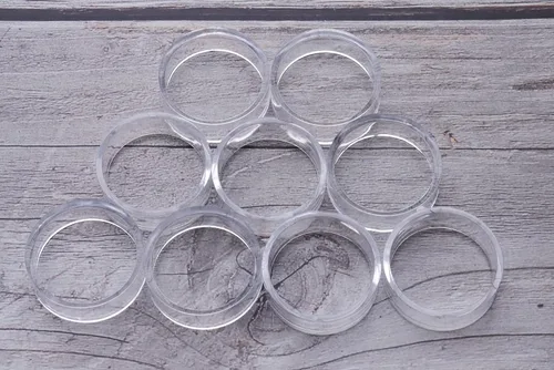 Miniatura 2 de sowaka 9 soportes de exhibición acrílicos transparentes pequeños redondos para anillos de béisbol, soportes de caballete para pelotas de tenis