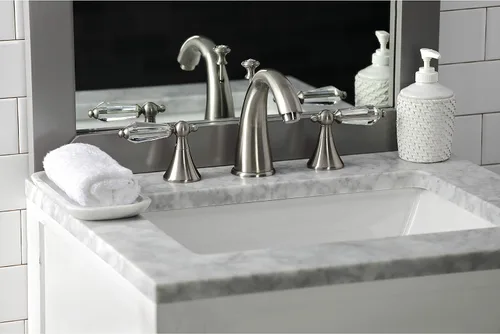 Miniatura 6 de Kingston Brass KS2978WLL Grifo de lavabo generalizado con manija de palanca de cristal, 5-1/2 pulgadas en alcance de la boquilla, níquel cepillado