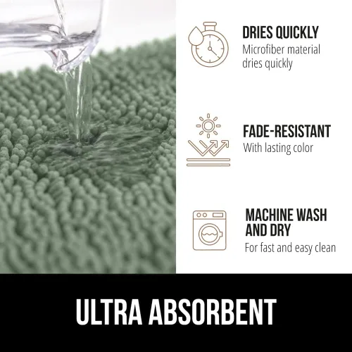 Miniatura 121 de Gorilla Grip - Tapete de baño de felpilla gruesa, suave y absorbente, secado rápido, de microfibra, con reverso de caucho, para piso de ducha, Nube