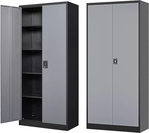 Miniatura 20 de Fesbos Armario de almacenamiento de metal, archivadores de acero de 36 pulgadas de alto con puertas con cerradura y estantes ajustables, gabinete