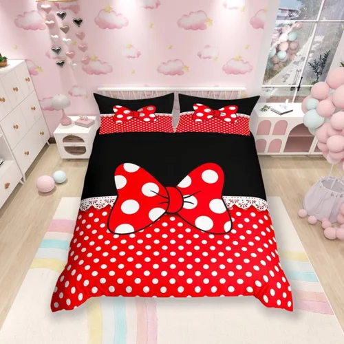 Miniatura 9 de Juego de funda de edredón con lazo de dibujos animados para niños, tamaño individual, juego de ropa de cama de mariquita, escarabajo, insecto