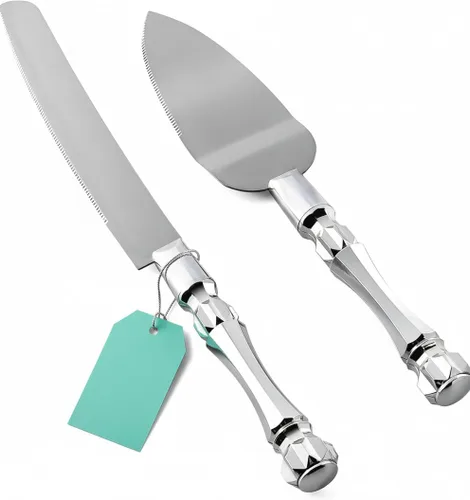 Miniatura 9 de Homi styles Juego Elegante de Cuchillo y Servidor para Pastel Blanco, Cortador de Pastel y Espátula para Pie, Juego de Servidor y Cuchillo