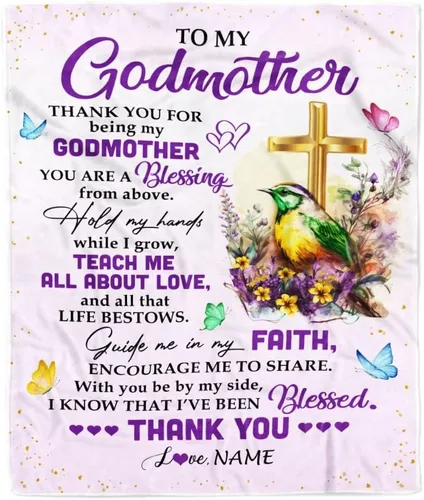 Miniatura 21 de Manta personalizada con texto en inglés «To My Godmother from Goddaughter Godson Thank You for Being My Godmother», para Día de la Madre