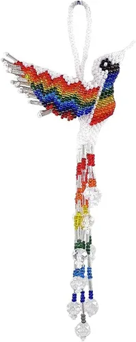 Miniatura 14 de Mia Jewel Shop - Figurina colgante decorativa de colibrí Figuras de pájaros para decoración del hogar Adorno de vidrio checo con cuentas