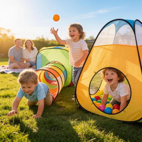 Miniatura 4 de Tienda de campaña desplegable de 3 piezas: 1 túnel de gateo + 2 tiendas de campaña: tiendas de campaña para niños, niñas, bebés y niños pequeños
