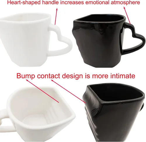 Miniatura 6 de Juego de tazas grandes para besos, 16 onzas, dos tazas de café con platillo, regalos de amor para aniversario, boda, San Valentín, cumpleaños