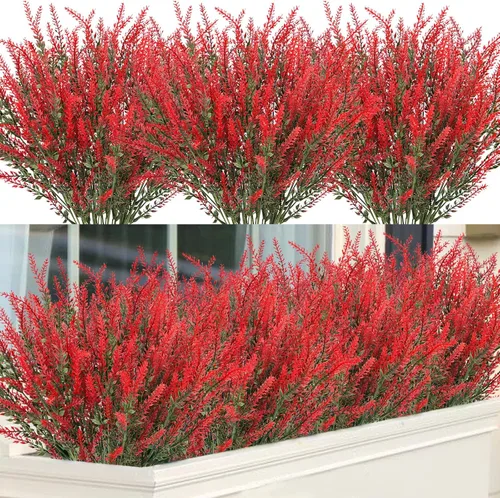 Miniatura 11 de Ouddy Decor 24 Manojos de Flores Artificiales de Lavanda Falsas Plantas de Plástico para Hogar Boda Cocina Jardín Patio Caja de Ventana Mesa