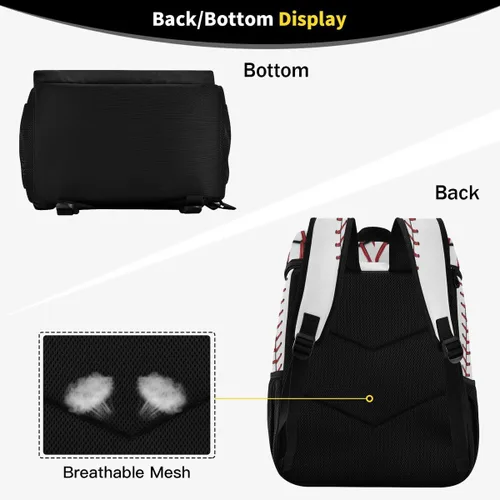 Miniatura 5 de Mochila deportiva de béisbol a rayas a prueba de fugas, gran capacidad, aislada, bolsa de almuerzo para trabajo/senderismo, campamento/playa/pesca