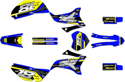 Kit de gráficos Kalair GFX para Yamaha TTR 125 (2008-2023) Serie Warrior Azul 16 Mil - Juego de calcomanías adhesivas de carreras personalizadas