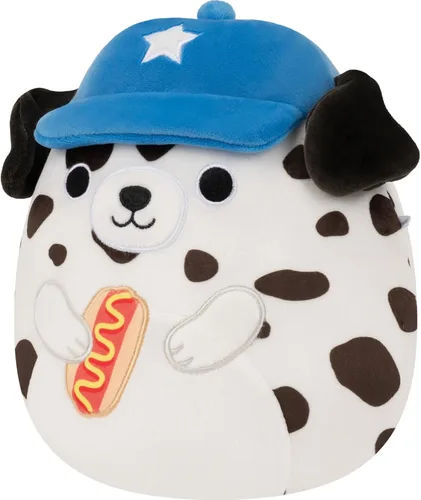 Miniatura 2 de Squishmallows Original 8in Dustin the Dalmatian with Blue Hat Holding Hot Dog – Official Jazwares Plush (Little)