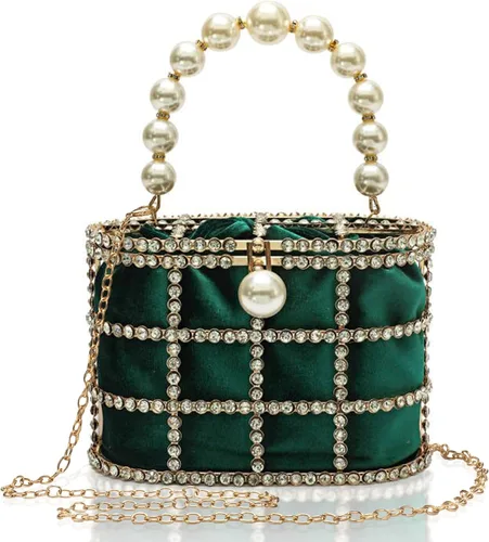 Miniatura 11 de CARIEDO Bolso de Noche para Mujer, Bolso de Mano con Perlas y Diamantes de Imitación para Boda, Baile de Graduación, Cumpleaños, Fiesta, Accesorios