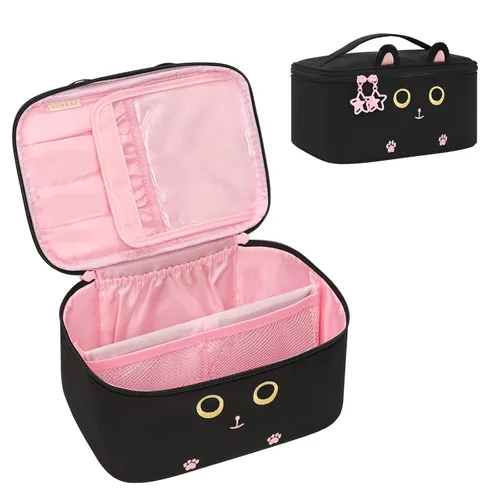 Miniatura 29 de OCHEAL Makeup Bag,Travel Makeup Organizer Bag, Cute Cosmetic Bags for Women Girls Travel Toiletry Bag Traveling With Brush Slot And Divider-Floral