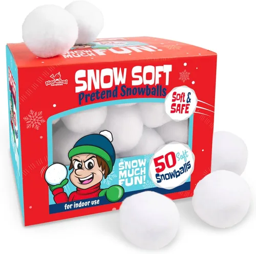 Narwhal Novelties Paquete de 50 bolas de nieve falsas divertidas para niños de 2 pulgadas, bolas de nieve artificiales a granel para interiores y