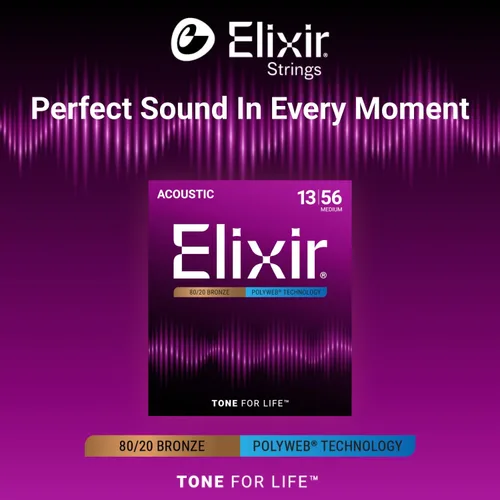 Miniatura 3 de Elixir, cuerdas de bronce para guitarra acústica 80/20 con recubrimiento Polyweb, extralivianas (.010-.047), blanco negro rojo azul