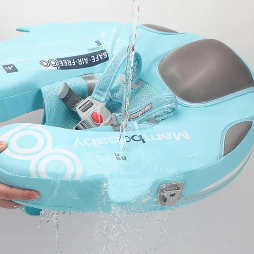 Miniatura 6 de Flotador Mambobaby no inflable con toldo, flotador de natación con protección UV para bebé con hebilla de seguridad, entrenador de natación de cola