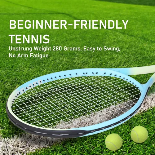 Miniatura 4 de OGEENIER 27 Inch Adult Tennis Racket Set, Pre-Strung Beginners Tennis Racquet, Lightweight and Recreational Aluminum Rackets with Overgrip, Tennis