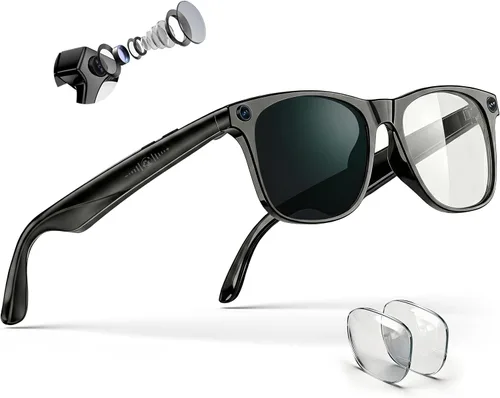Miniatura 10 de Lentes inteligentes Ai 2026 para hombres y mujeres, gafas de cámara HD 4K de 8 MP, batería de 410 mAh, admite grabación de fotos/videos/audio