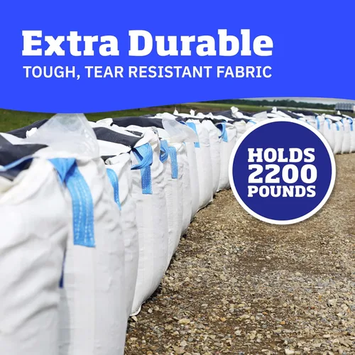 Miniatura 2 de DURASACK Bolsas de basura para contratistas resistentes para constructores, 200 galones, blancas, tejidas de polipropileno, para demolición