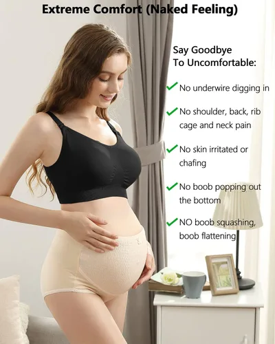 Miniatura 8 de iloveSIA Nursing Bras for Mom Breastfeeding, Seamless Supportive Sleep Bra for Maternity Postpartum S-2XL 3Pack