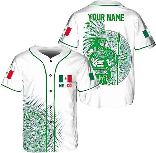 Camiseta de béisbol azteca mexicana con nombre personalizado, camisa mexicana mexicana para hombre, camisas de México para mujer, Varios colores