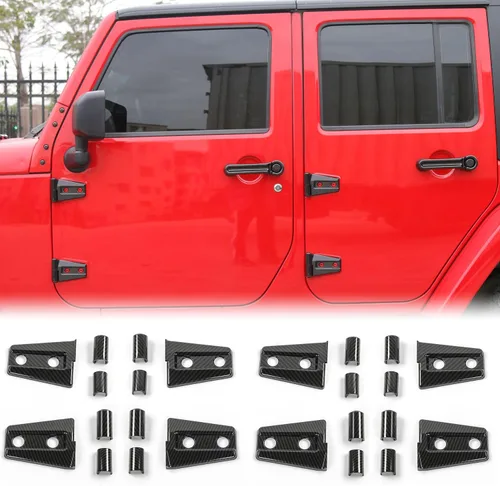 Miniatura 22 de JeCar Cubiertas de Bisagras de Puerta ABS Accesorios Exteriores para Jeep Wrangler JK JKU 2007-2018, Negro