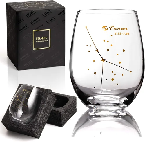 Miniatura 13 de HOHY Copa de vino del zodiaco Aries de 20 onzas, Horóscopo de cumpleaños del zodiaco Aries, regalos de vino para mujeres, copa de vino