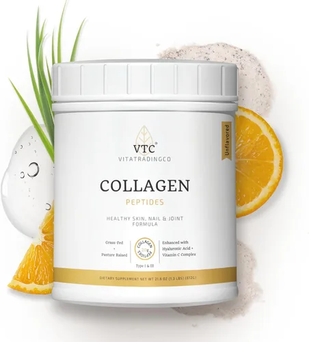 Miniatura 7 de VTC VitaTradingCo. - Péptidos de colágeno en polvo alimentados con pasto Tipo I y III Ácido hialurónico y vitamina C Cabello saludable, piel