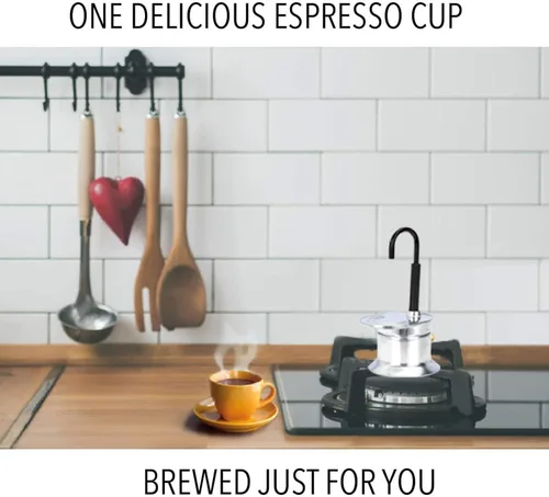 Miniatura 2 de Diydeg Olla de un solo tubo, 1 taza de aleación de aluminio de 1.7 fl oz, cafetera italiana, cafetera clásica para estufa, olla exprés para café