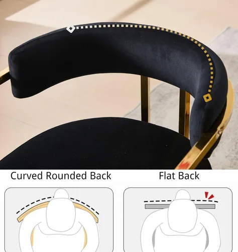 Miniatura 2 de Hyfirm Juego de 2 sillas de comedor de barril, modernas sillas tapizadas de comedor Belvet con reposabrazos y patas de metal dorado, silla de cocina