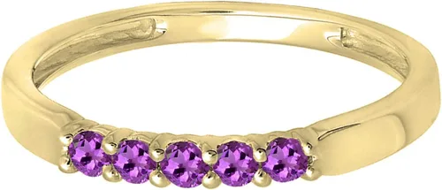 Miniatura 58 de Dazzlingrock Collection Anillo de boda redondo de 5 piedras preciosas o diamantes para mujer en oro macizo de 10 K/14 K/18 K