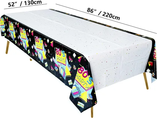Miniatura 7 de Suministros para fiestas de los años 80 – 122 piezas, platos, servilletas, manteles para decoraciones de fiesta de regreso a los 80 – Sirve 40