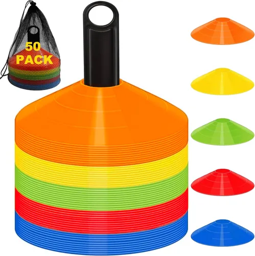 Paquete de 25/50 conos de disco para deportes, conos de entrenamiento de agilidad para fútbol, fútbol, baloncesto, entrenamiento, equipo de práctica
