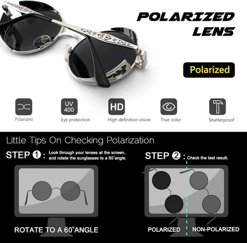 Miniatura 4 de CGID E72 Retro Steampunk Style Inspired Round Metal Circle Polarized Sunglasses for Women Men