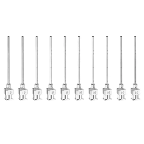 HARFINGTON 10 agujas dispensadoras de acero inoxidable calibre 16, 1 1/2 pulgadas, tubo de aguja de pegamento de metal, puntas romas, Luer Lock para