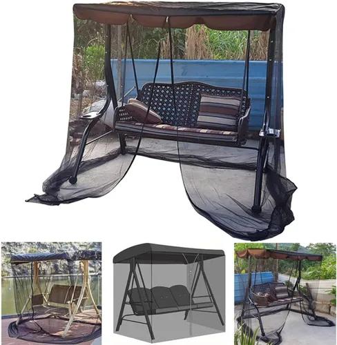 Mosquitera para columpio con techo impermeable, cubierta rectangular de malla para toldo para patio al aire libre, porche, 2/3 plazas, protección