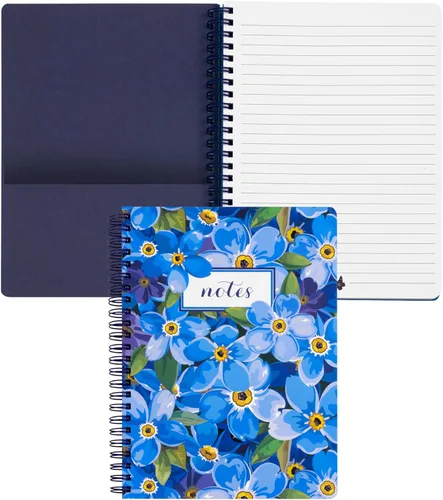 Miniatura 16 de Steel Mill & Co - Cuaderno de espiral mini lindo, 8.25" x 6.25", diario con tapa dura y 160 páginas forradas, diseño floral naranja Anaranjado floral