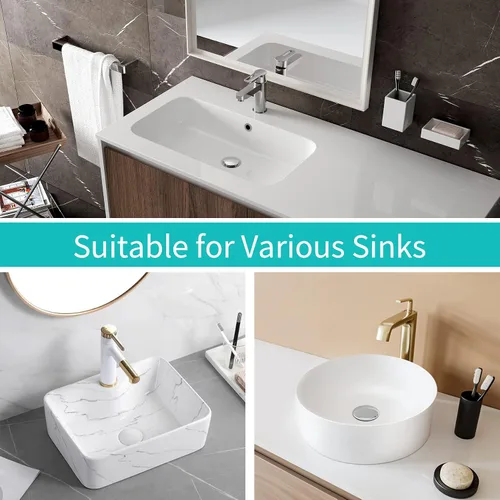 Miniatura 2 de Tapón para lavabo, colador de desagüe para lavabo de baño con colector de pelo, para orificio de desagüe de 1.04''~1.97'', cubierta de desagüe Cromo