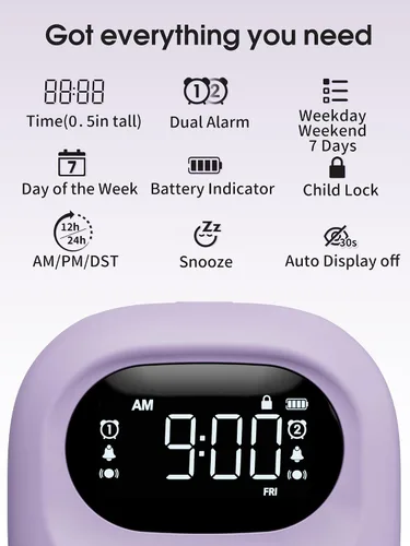 Miniatura 6 de Roxicosly Reloj despertador vibratorio súper fuerte para durmientes pesados, reloj agitador de cama de vibración ajustable debajo de la almohada