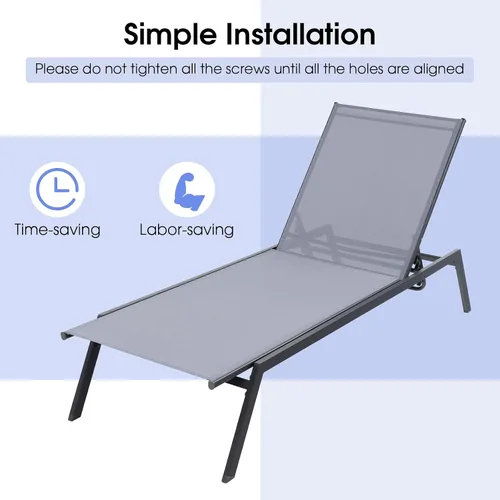 Miniatura 6 de COSTWAY Sillón reclinable para patio, con respaldo ajustable de 6 posiciones, para jardín y piscina