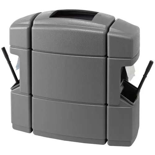 Miniatura 8 de Contenedor de basura negro de 28 galones con dispensador de toallas, escobilla de goma y estación de lavado de parabrisas, cubo de basura, papelera