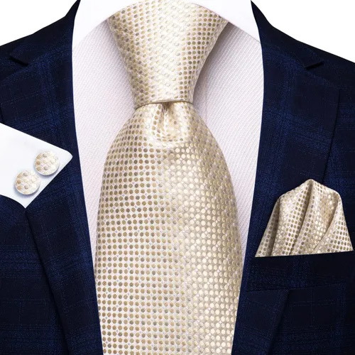 Miniatura 145 de Hi-Tie Corbata clásica de cachemira para hombre con pañuelo y gemelos a cuadros