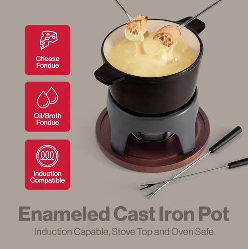 Miniatura 2 de Swissmar Sierra - Juego de fondue de hierro fundido, 1.6 cuartos de galón / 1.6 litros, perfecto para fondues de carne, queso y chocolate, ideal