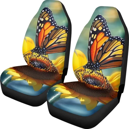 Miniatura 16 de Funda de asiento de automóvil con margaritas bohemias, diseño hippy arcoíris, margarita, flores, antideslizante, SUV, sedán, furgoneta, protector