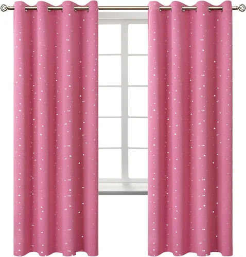 Miniatura 99 de BGment Cortinas opacas para dormitorio infantil, con aislamiento térmico, con ojales, estampado de estrellas plateadas, cortinas para oscurecer
